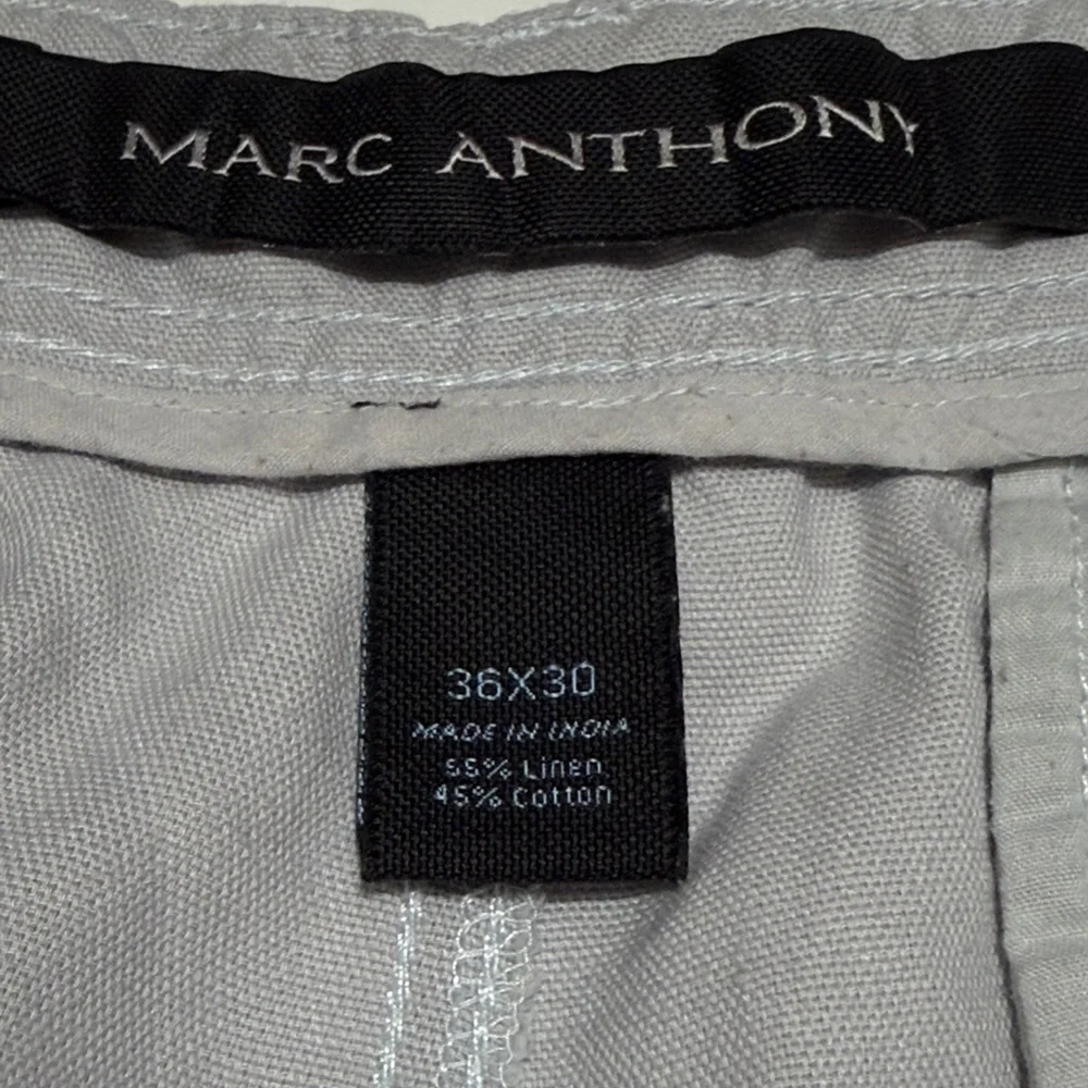 Marc Anthony Men’s Wide Leg Pants Linen/Cotton Sz 36x30 Light Gray